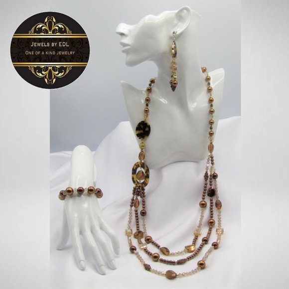 THE EMPRESS In COPPER Colour Beaded Jewelry Set - Picture 1 of 7
